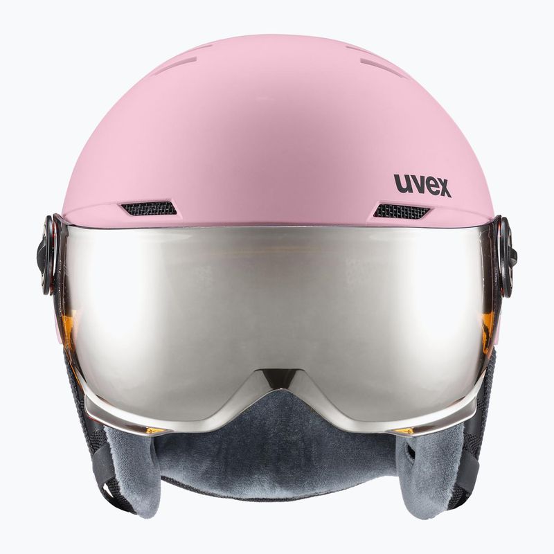 Skihelm Kinder UVEX Rocket Visor Jr pink confetti matt/mirror silver/lasergold lite 2