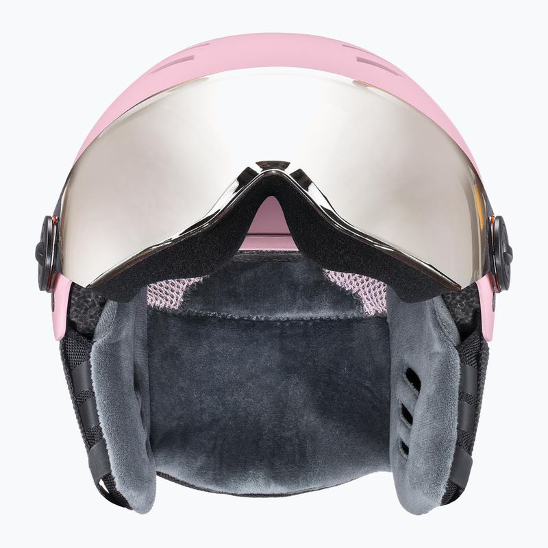 Skihelm Kinder UVEX Rocket Visor Jr pink confetti matt/mirror silver/lasergold lite 3