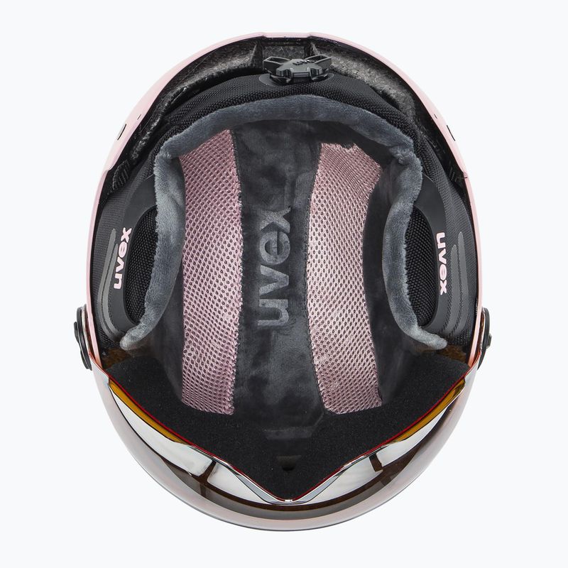 Skihelm Kinder UVEX Rocket Visor Jr pink confetti matt/mirror silver/lasergold lite 5