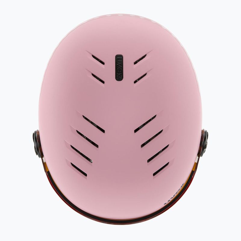 Skihelm Kinder UVEX Rocket Visor Jr pink confetti matt/mirror silver/lasergold lite 6