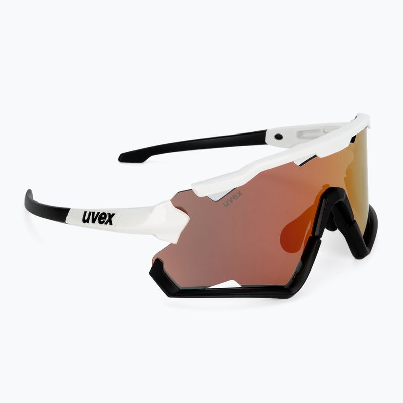 Fahrradbrille UVEX Sportstyle 228 weiß schwarz/rot verspiegelt 53/2/067/8206