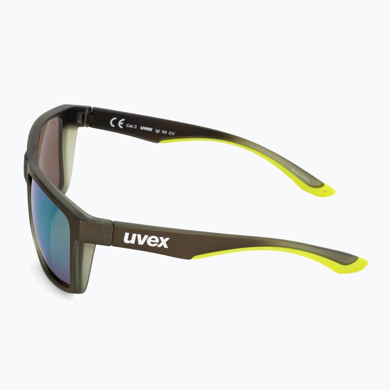 Uvex Lgl 50 CV oliv-matt/grün verspiegelte Sonnenbrille 53/3/008/7795 4