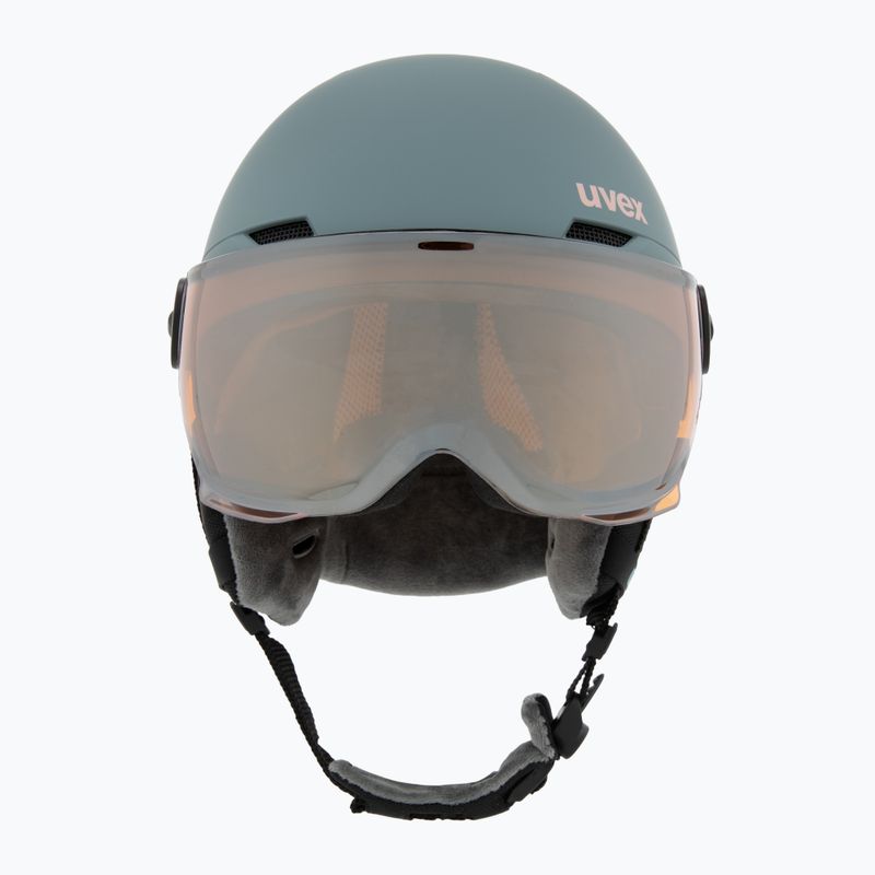 Skihelm Kinder UVEX Rocket Visor Jr rhino/blush matt/mirror silver/lasergold lite 2