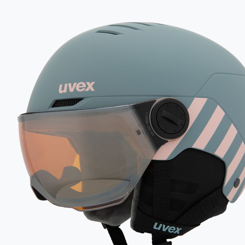 Skihelm Kinder UVEX Rocket Visor Jr rhino/blush matt/mirror silver/lasergold lite 7