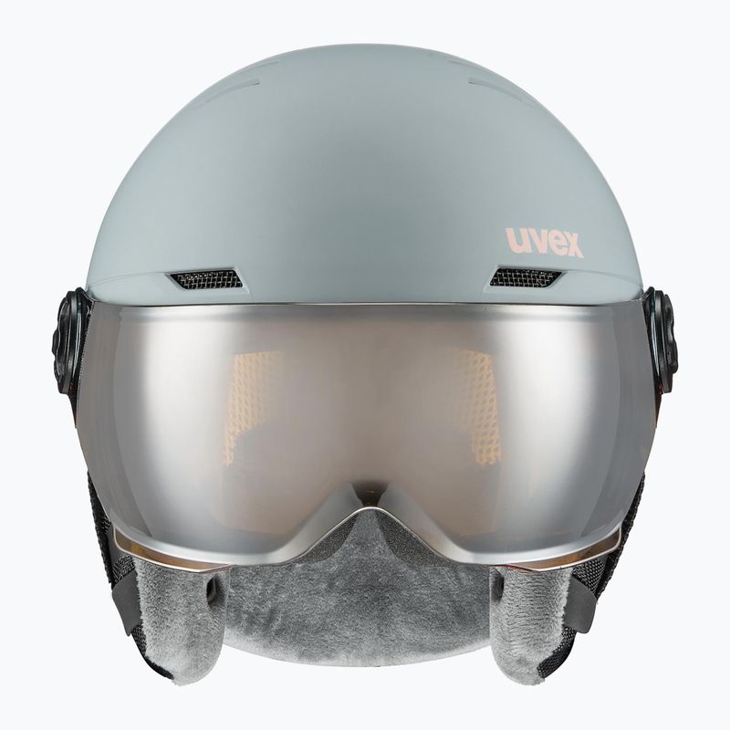 Skihelm Kinder UVEX Rocket Visor Jr rhino/blush matt/mirror silver/lasergold lite 2