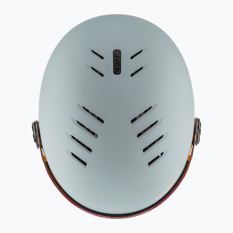 Skihelm Kinder UVEX Rocket Visor Jr rhino/blush matt/mirror silver/lasergold lite 5