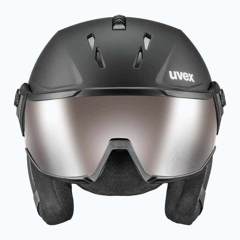 Skihelm UVEX Instinct Visor PRO V schwarz matt/silber/silber