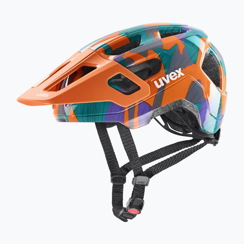 Kinderfahrradhelm UVEX React Jr papaya camo 2