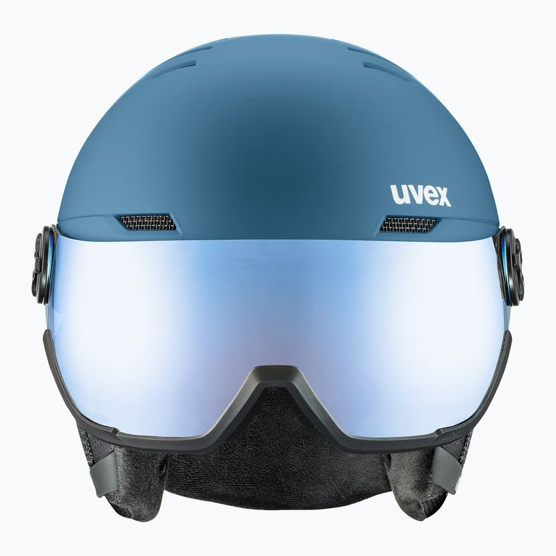 Skihelm UVEX Wanted Visor stone blue matt/mirror blue/smoke