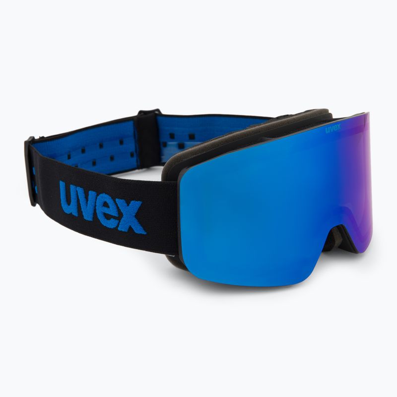 Skibrille Kinder UVEX Pwdr FM black matt/mirror blue smoke clear