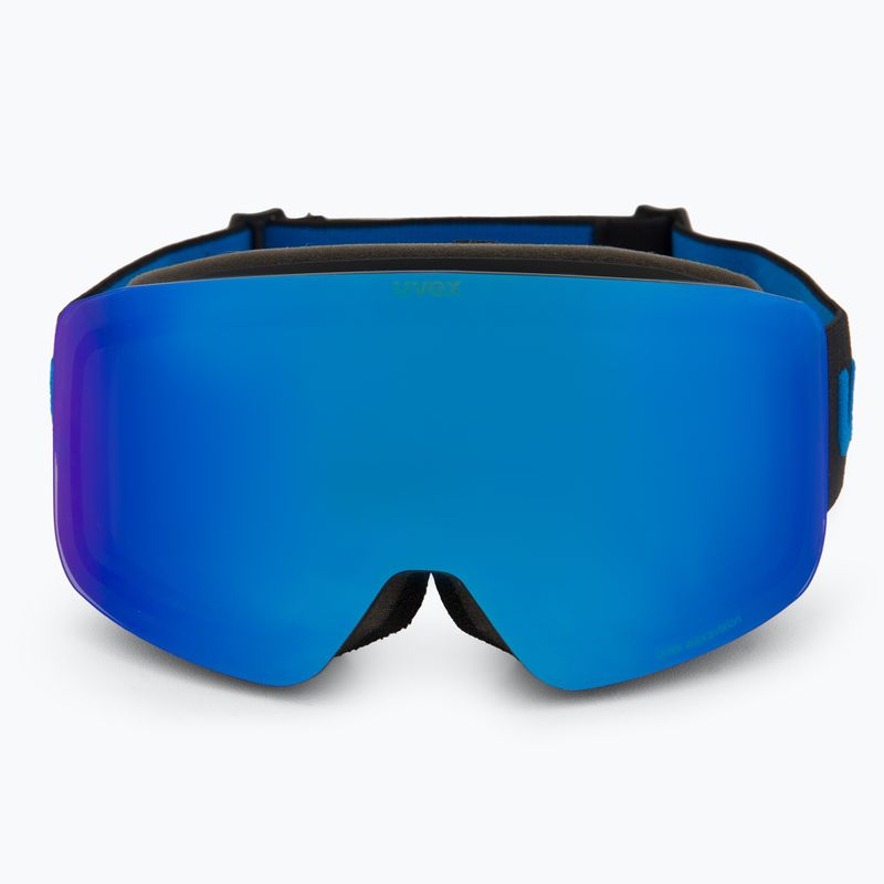 Skibrille Kinder UVEX Pwdr FM black matt/mirror blue smoke clear 2