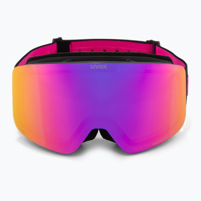 Skibrille Kinder UVEX Pwdr FM black matt/mirror pink green clear 2