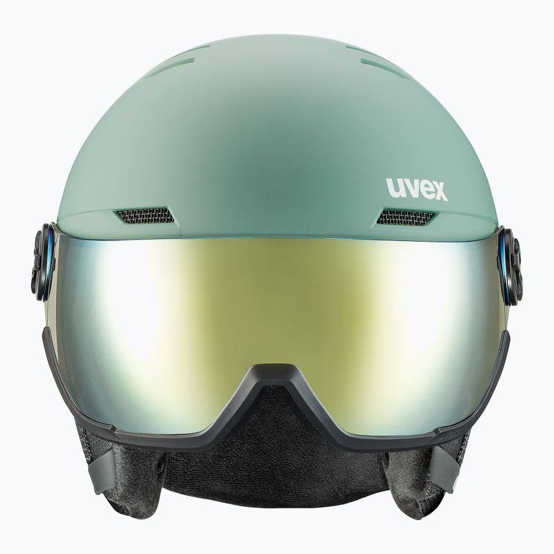 Skihelm UVEX Wanted Visor oxid grün matt/Spiegel gold/rauch