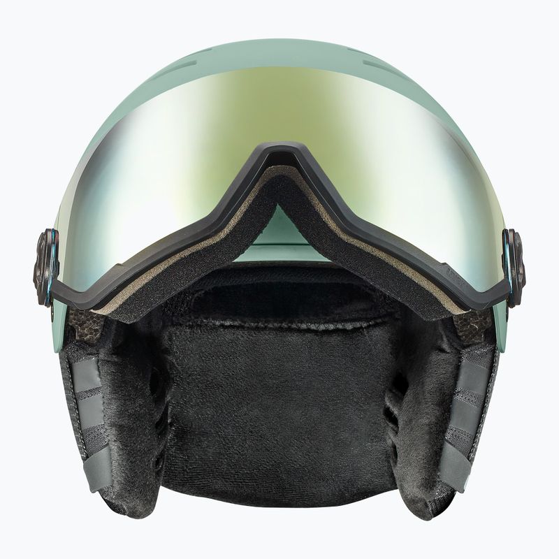 Skihelm UVEX Wanted Visor oxid grün matt/Spiegel gold/rauch 2