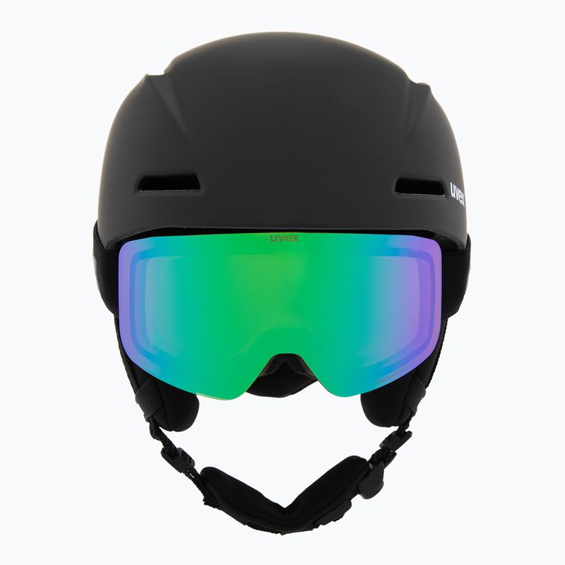 Kinder-Skihelm UVEX Viti Set + Skibrille Speedy Pro black matt/mirror green/yellow/clear 2