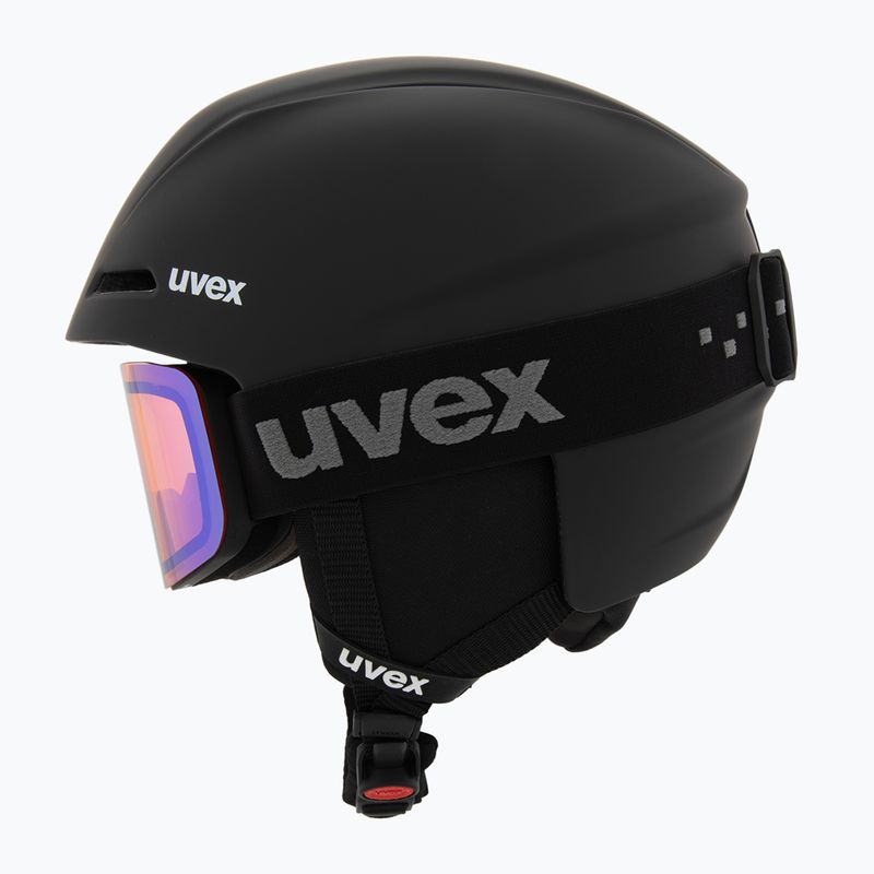 Kinder-Skihelm UVEX Viti Set + Skibrille Speedy Pro black matt/mirror green/yellow/clear 3