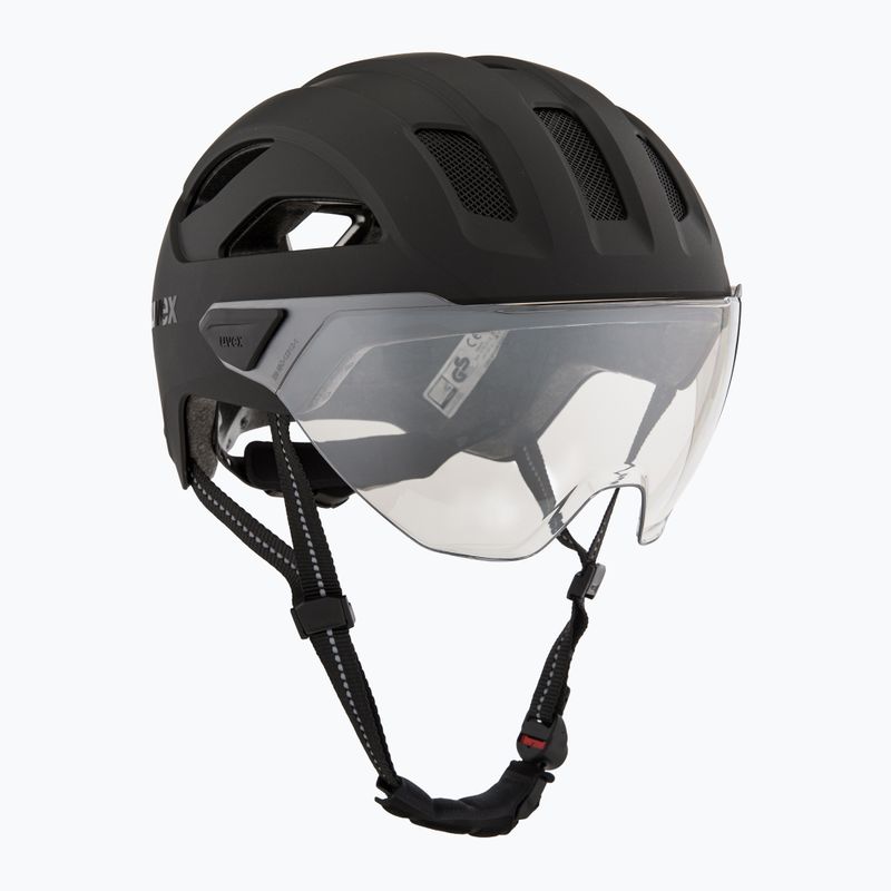 Fahrradhelm UVEX Stride Visor schwarz matt/litemirror silber