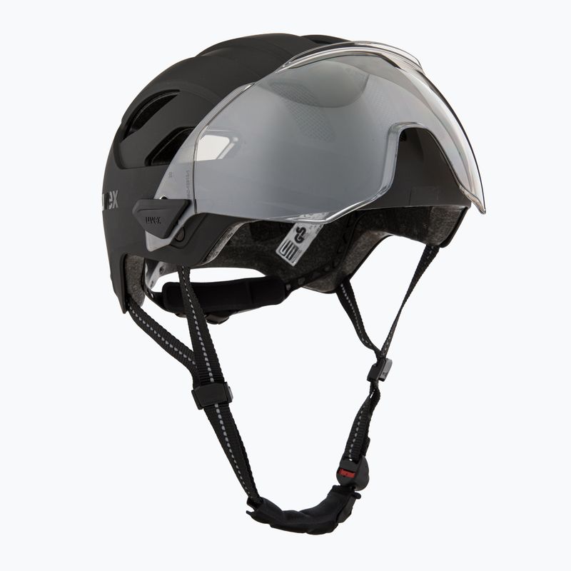 Fahrradhelm UVEX Stride Visor schwarz matt/litemirror silber 9