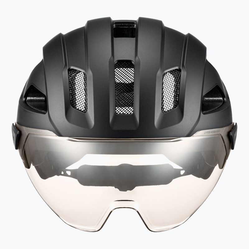 Fahrradhelm UVEX Stride Visor schwarz matt/litemirror silber 2
