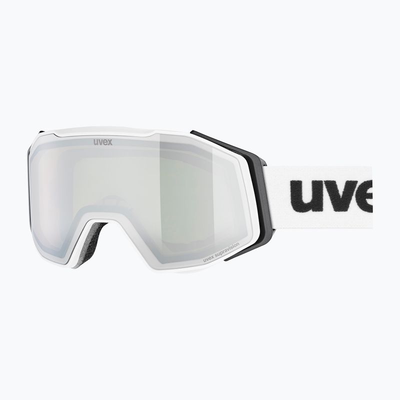 Skibrille UVEX Gravity FM white matt/mirror silver/green/clear
