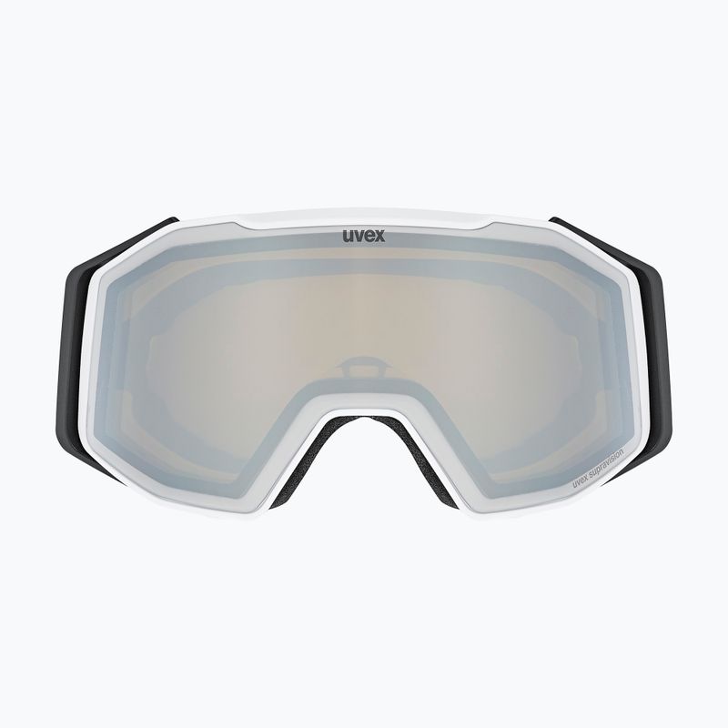 Skibrille UVEX Gravity FM white matt/mirror silver/green/clear 2