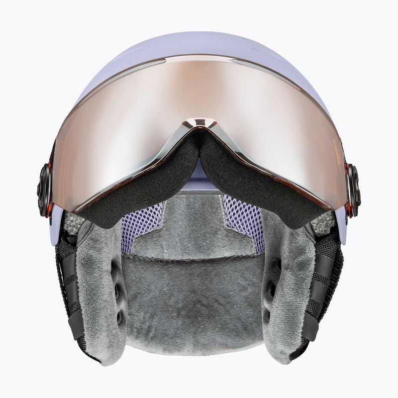 Kinder-Skihelm UVEX Rocket Visor Jr cool lavender abstract matt/mirror silver/laser gold 3