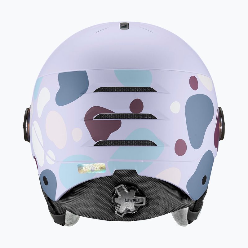 Kinder-Skihelm UVEX Rocket Visor Jr cool lavender abstract matt/mirror silver/laser gold 4