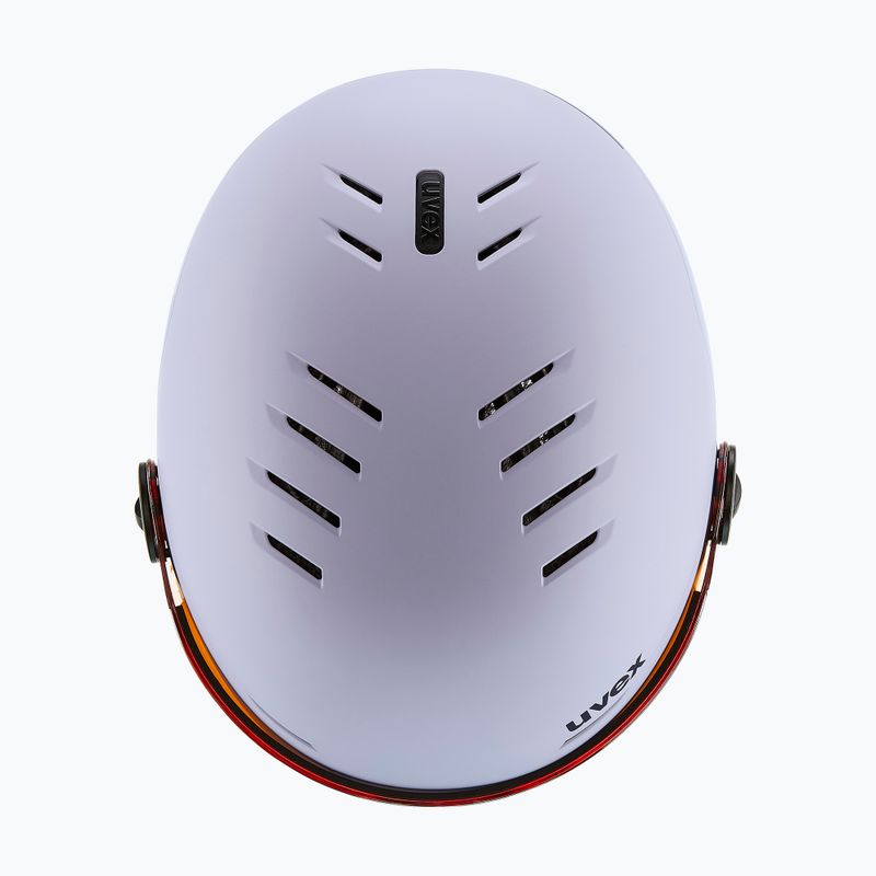 Kinder-Skihelm UVEX Rocket Visor Jr cool lavender abstract matt/mirror silver/laser gold 5