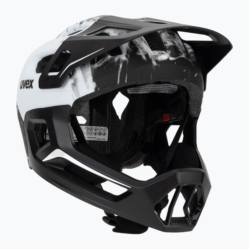 Kinder-Fahrradhelm UVEX React Fullface Jr black/white matt