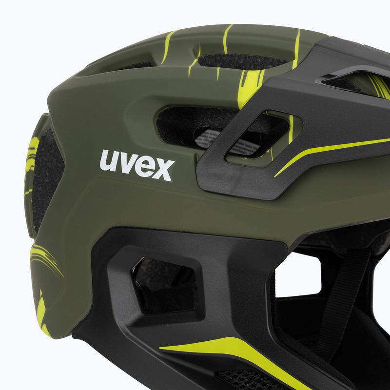 Kinder-Fahrradhelm UVEX React Fullface Jr dark olive matt 7