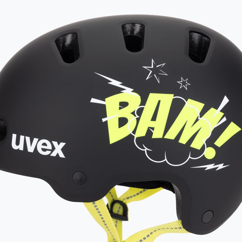 Kinderhelm UVEX Kid 4 Style bam black/lime matt 7