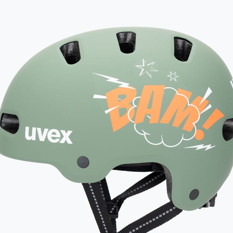 Kinderhelm UVEX Kid 4 Style bam moss green/papaya matt 7