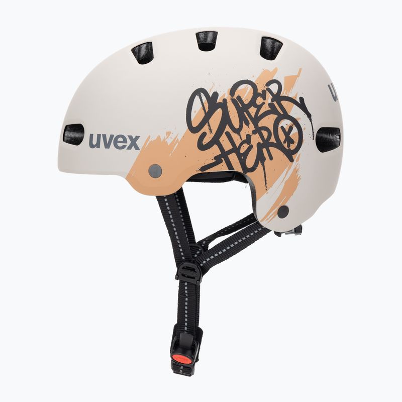 Kinderhelm UVEX Kid 4 Style super hero warm grey matt 3