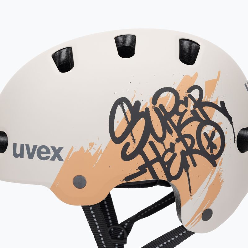 Kinderhelm UVEX Kid 4 Style super hero warm grey matt 7