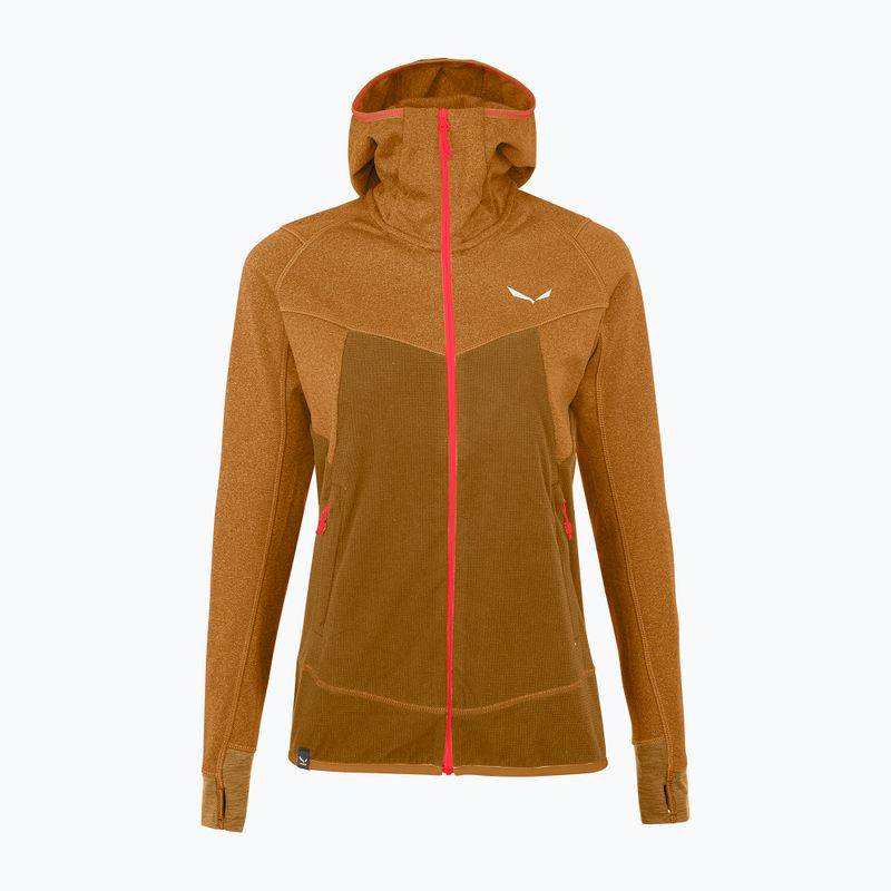 Damen-Trekking-Sweatshirt Salewa Puez Hybrid PL FZ Hoody goldbraun melange