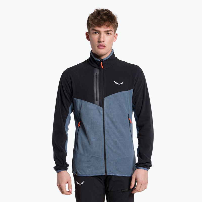 Herren Salewa Paganella PL blau-graues Fleece-Sweatshirt 00-0000027924