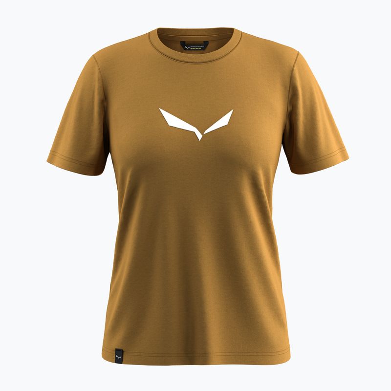 Damen-T-Shirt Salewa Solid Dry goldbraun neues Logo