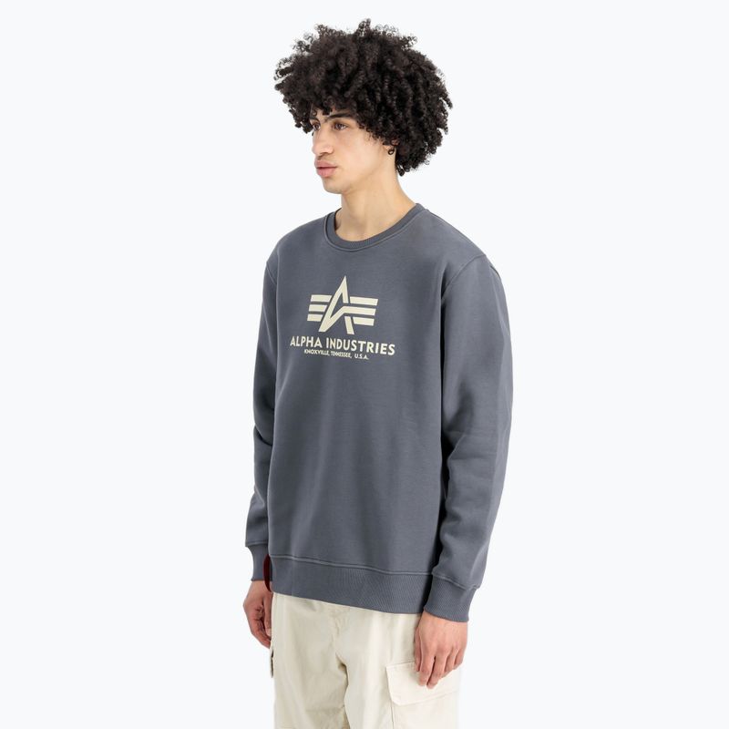 Herren Alpha Industries Basic grau-schwarzes Sweatshirt 3