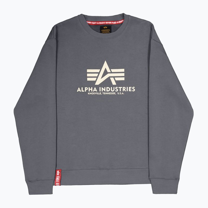 Herren Alpha Industries Basic grau-schwarzes Sweatshirt 5