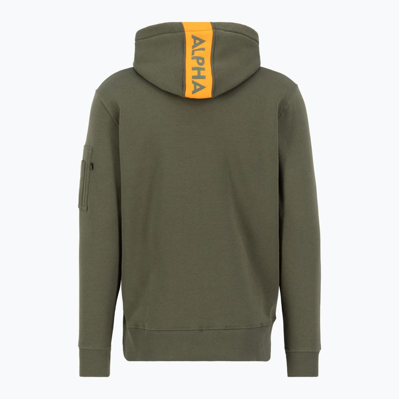 Herren Alpha Industries Red Stripe Hoodie dunkelgrün 2