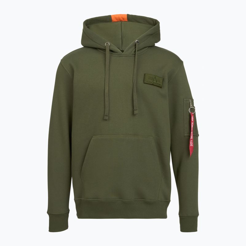Herren Alpha Industries Red Stripe Hoodie dunkelgrün