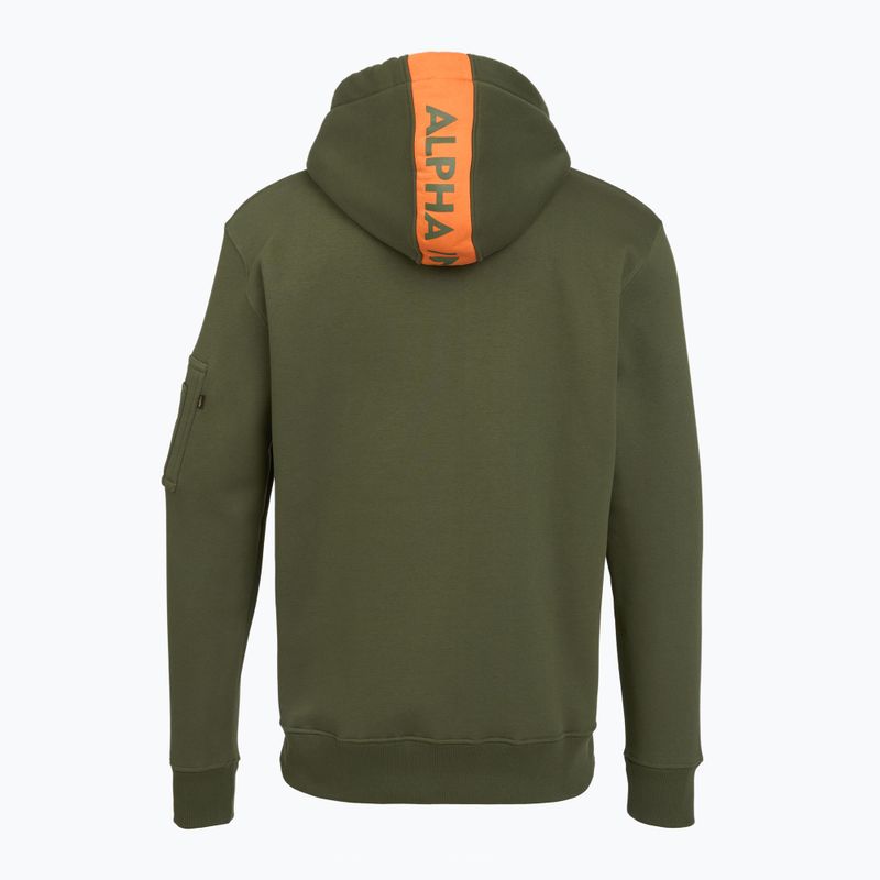 Herren Alpha Industries Red Stripe Hoodie dunkelgrün 2
