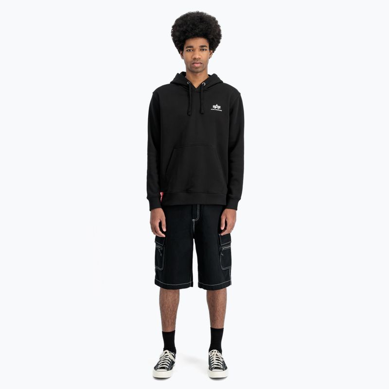 Herren Alpha Industries Basic Small Logo Hoodie schwarz 2