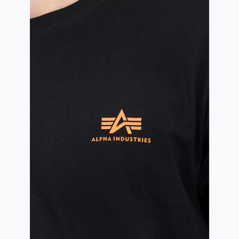 Herren Alpha Industries Basic Small Logo T-shirt schwarz/neon orange 4
