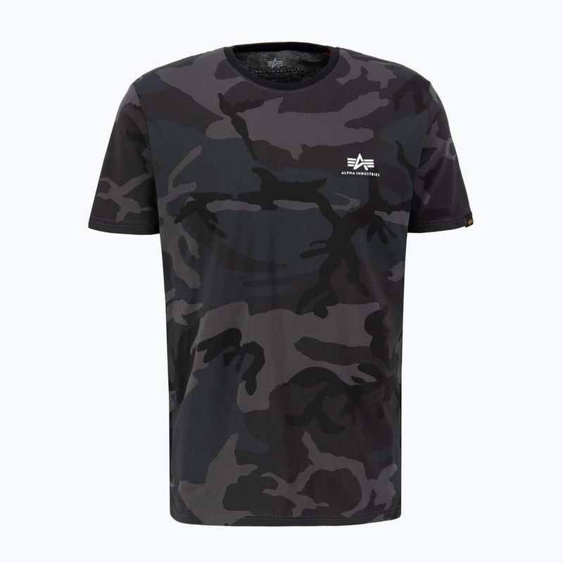 Herren Alpha Industries Basic Klein Logo Camo Schwarz T-Shirt 4