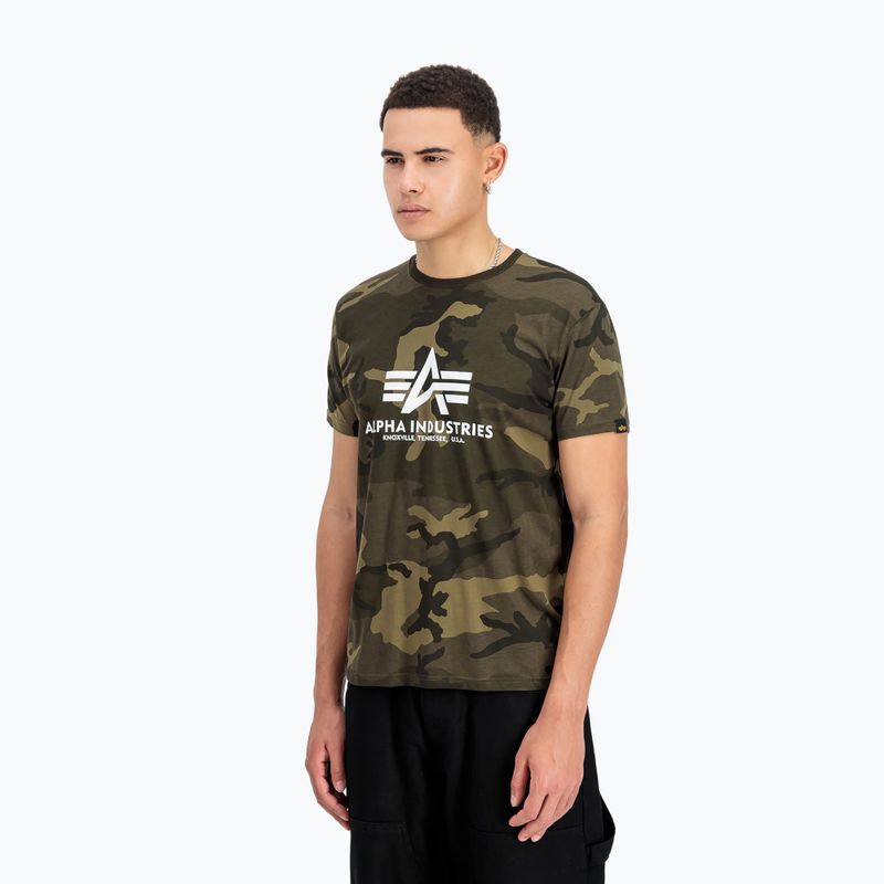 Herren Alpha Industries Basic Camo oliv getarntes Poloshirt