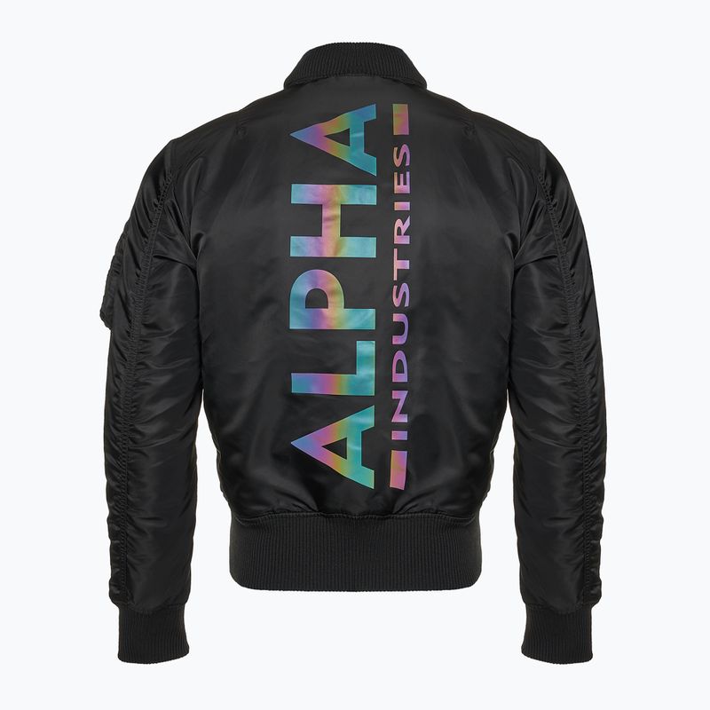 Alpha Industries Herrenjacke MA-1 ZH Back Print schwarz / Regenbogen reflektierend 3