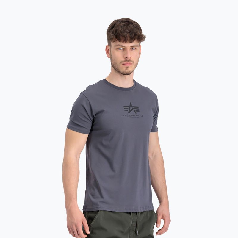 Alpha Industries Herren Basic Mid Logo grau-schwarz/schwarzes T-shirt