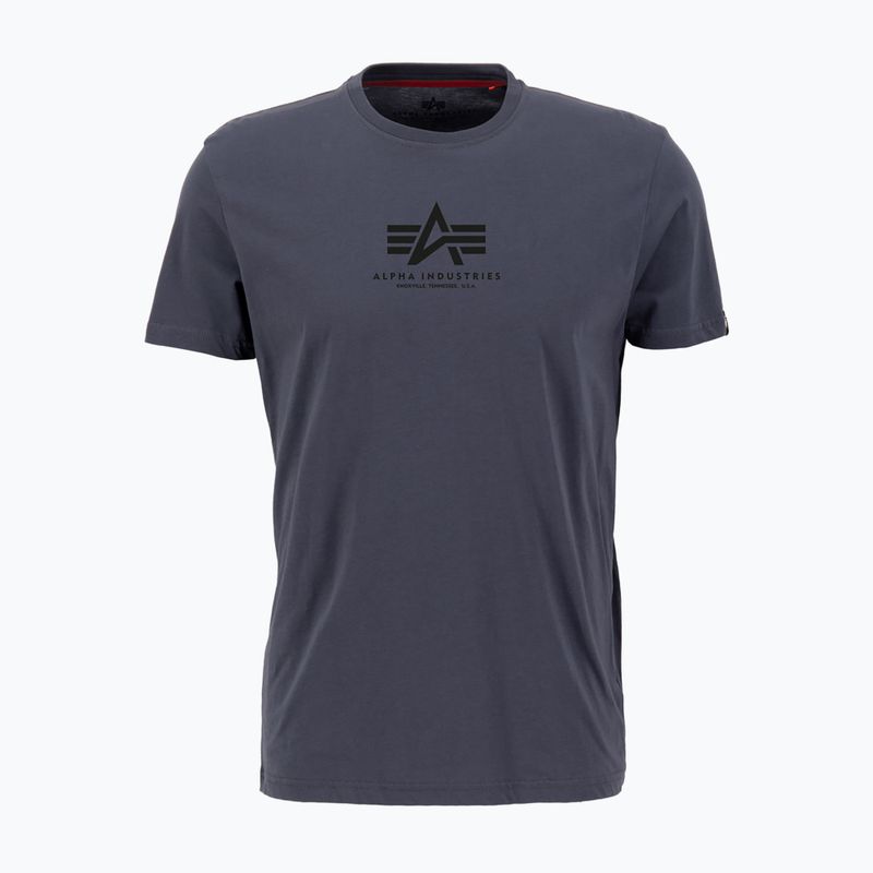 Alpha Industries Herren Basic Mid Logo grau-schwarz/schwarzes T-shirt 4