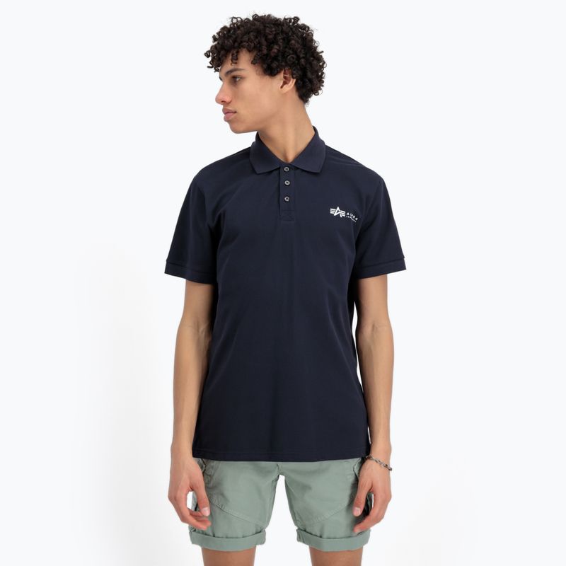 Herren Alpha Industries Basic Polo Kleines Logo T-shirt Replik blau